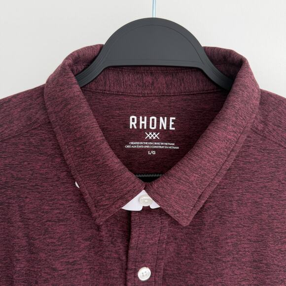 Rhone Shirt Mens Large Tawny Port Black Heather WFH Button Up Moisture Wicking - Picture 3 of 11